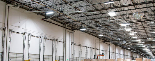 HVLS Fans inside a warehouse, big ass fans, macroair fans