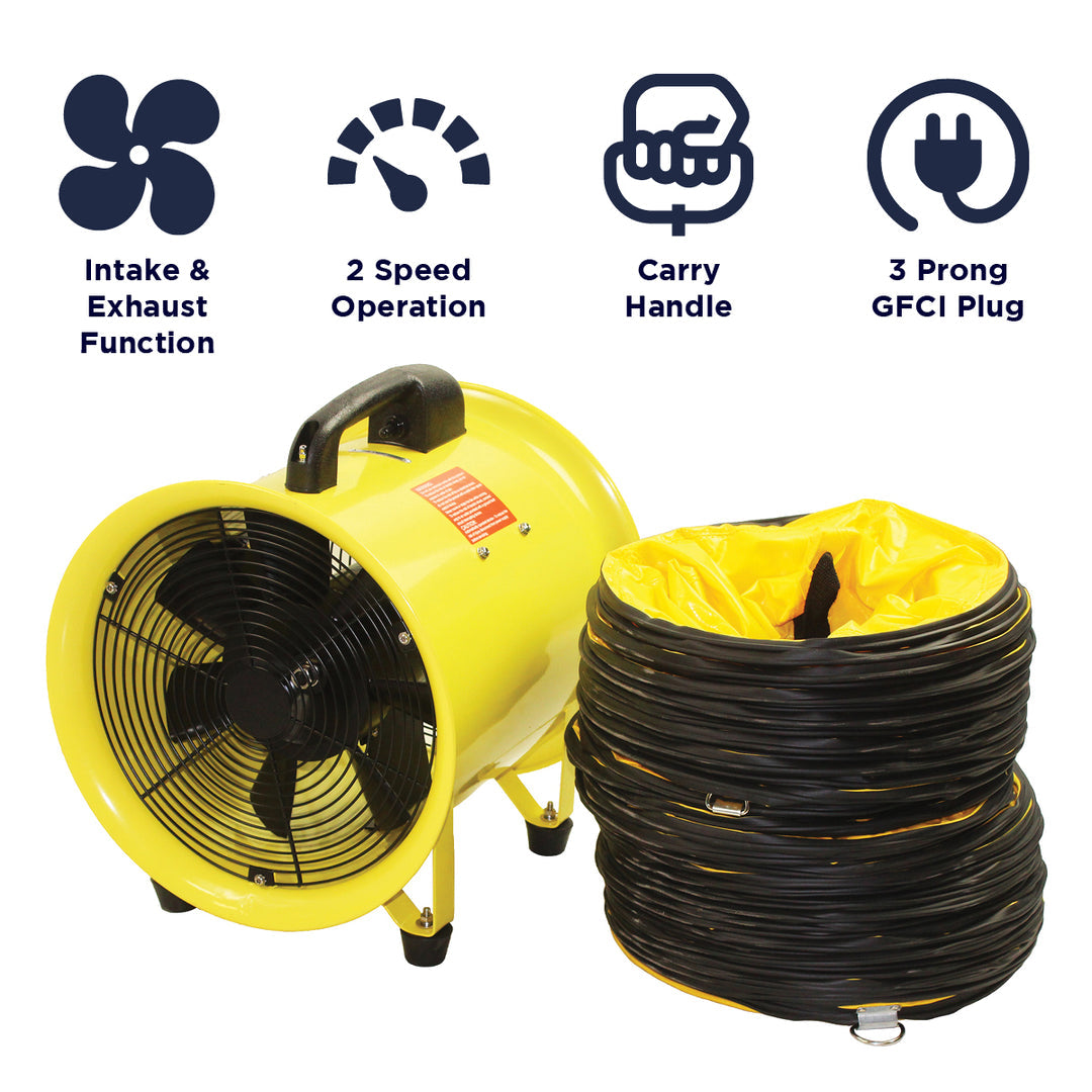 Maxx Air 12 inch Confined Space Axial Fan with Polyvinyl Distribution Hose